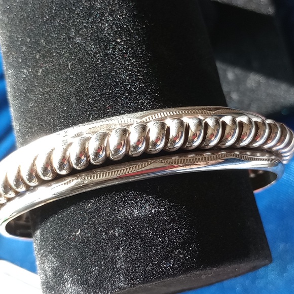 Sterling Silver Twisted Coil Cuff Bracelet Stamped Sterling - Picture 5 of 16
